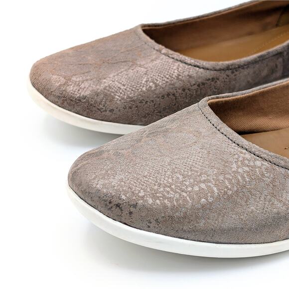 Clarks Collection Helina Alessia Ballet Flats 10 Leather Snakeskin Neutral Chic - Picture 8 of 11